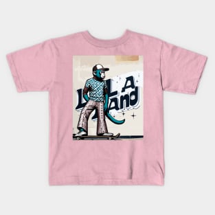 Retro Monkey Skateboarder - Vintage Style Illustration Kids T-Shirt